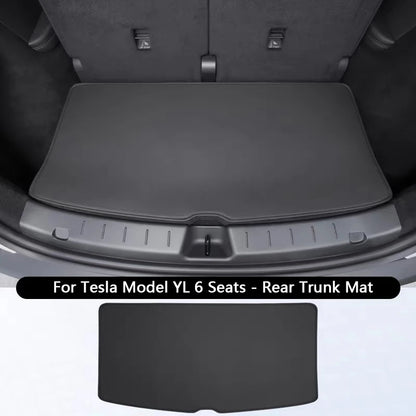 For Tesla Model YL 6-Seater Rear Trunk Mat Leather Full Coverage Seat Backrest Protective Pad Cover Cargo Liner Anti Dirty Mat