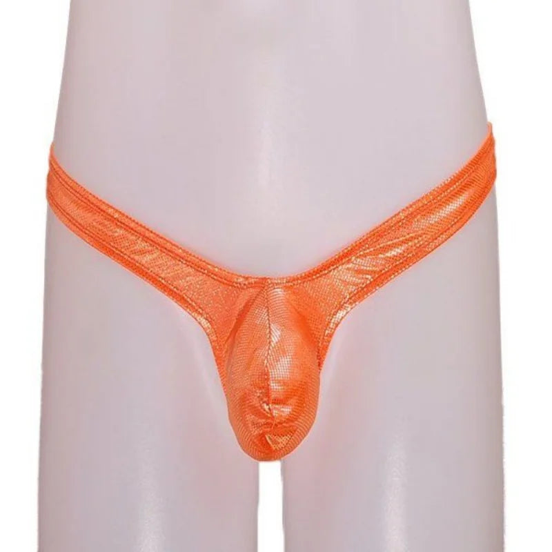 Laser Colorful Men's G-string Underwear Sexy Men's Briefs U Convex Male Underpants Low Waisted Thong Private Party club Panties