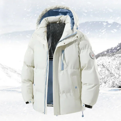 High Quality White Hooded Puffer Jacket Men Trend Solid Color Short Winter Padded Jackets Windproof Coat Thicken Warm Parkas Men