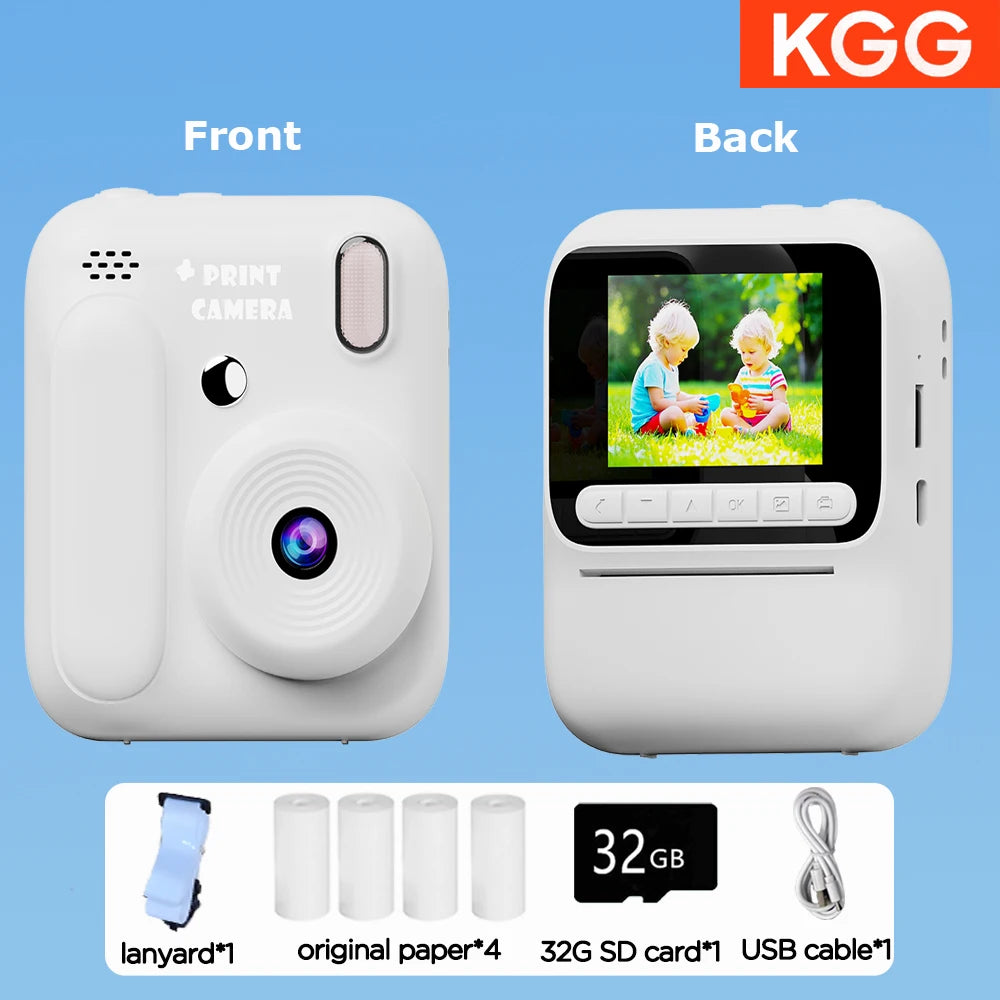 Kids Instant Camera Color Printing Camera 32GB 1080P Thermal Print Toys Camera Print Photo Video Games Music Children Gift