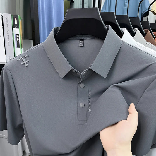 Hot-Selling Man Short-Sleeved Polo Shirt Letter Print Button Lapel Summer T-Shirt Sports Casual Outdoor Seamless Men's Clothing