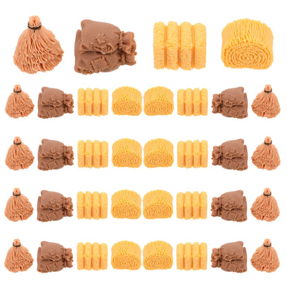 40Pcs Mini Haystack Fake Straw Farm Hayrick for DIY Sand Table Decor Dollhouse Crafts Mini Scenery Farm Garden Decor