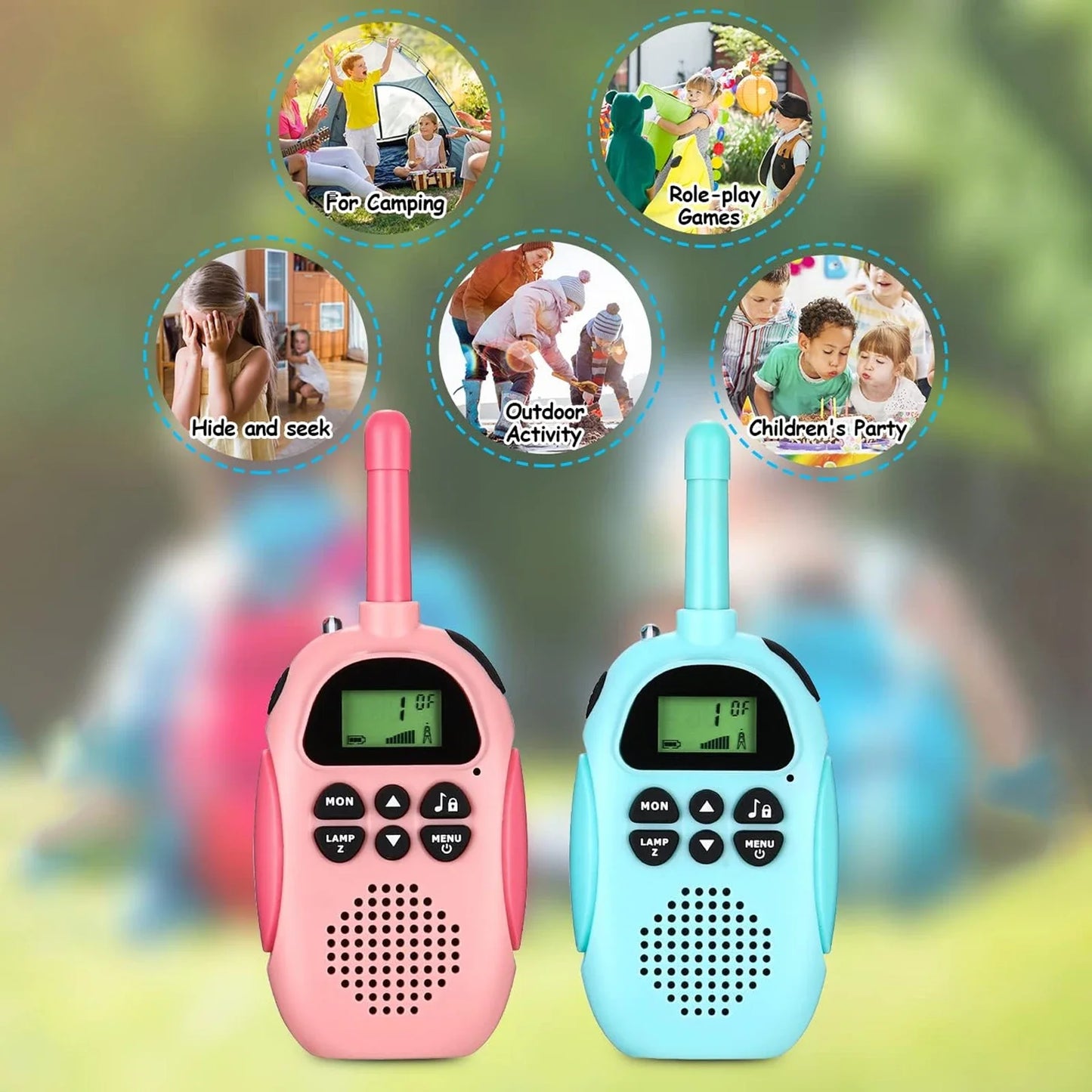 Rechargeable Walkie Talkies for Kids 2 Pack 22 Channels 3KM Range Toys Two Way Radio Children Gifts