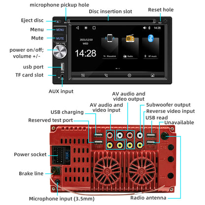 6.2" Double 2 DIN Car Stereo Radio CD DVD Player Apple Carplay & Android Auto FM/RDS HD Touch Screen Bluetooth USB TF+MIC&Camera