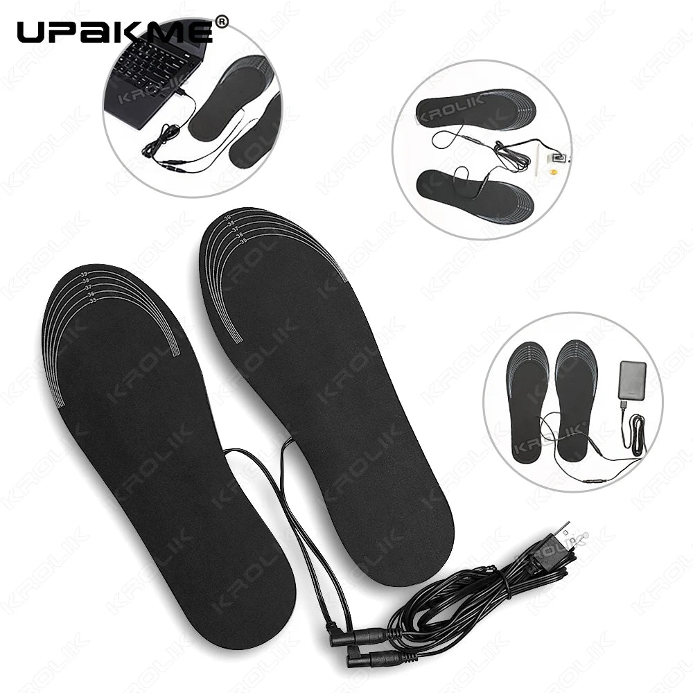 UPAKME USB Heated Insoles Electric Foot Warmers for Winter Outdoor Sports Indoor Office Sedentary Thermal Insoles