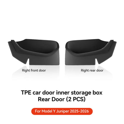YZ For Tesla Model 3 Y Highland Juniper Car Door Side Storage Box Front Rear Side TPE Door Storage Organizer Tray Accessories