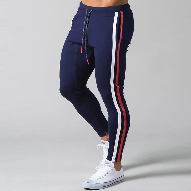 New Patchwork stripes Pants Men's Straight sports Clothing Solid color sweatpants Versatile Joggers Woven Casual Male Trousers