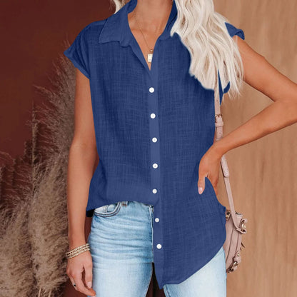 Cotton Linen Shirt Ladies Tops Tee Casual Thin Loose Woman T Shirt Summer Short Sleeve Solid T-Shirts Women Clothing Blusas