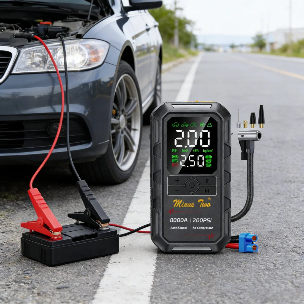 8000A Peak Wireless Jump Starter, Portable Car Battery Booster, All-in-One Emergency Power Supply, Backup Power for Vehicles。