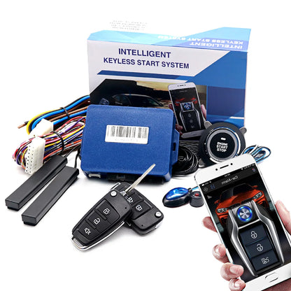 Kirbin Remote starter kit Car alarm with App Start stop system for cars Engine start button Push start system Car accessory