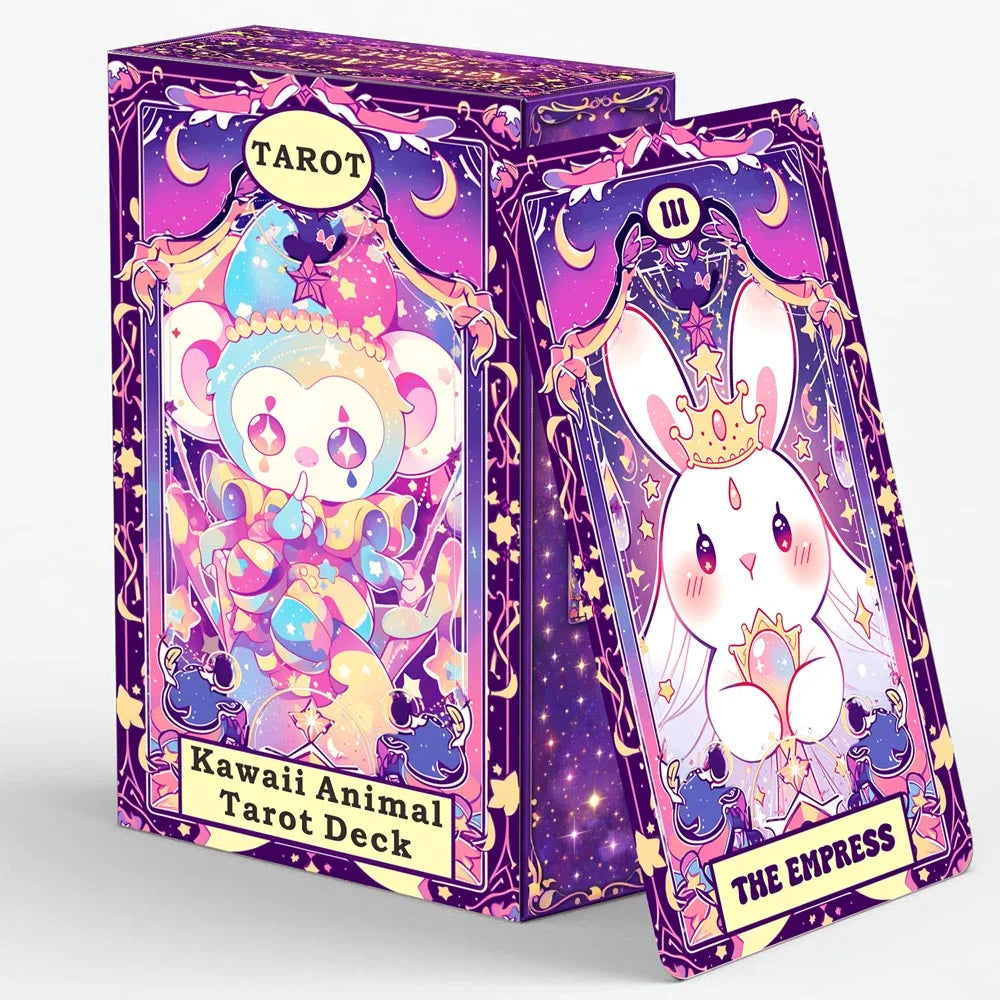 Kawaii Animal Tarot Cards Set, 78 Cards, 13x8 Cm, Includes Paper Instructions, Perfect for Beginners