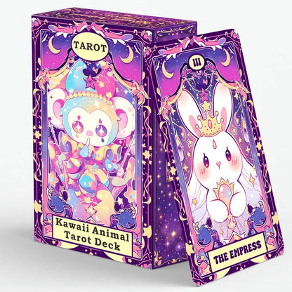 Kawaii Animal Tarot Cards Set, 78 Cards, 13x8 Cm, Includes Paper Instructions, Perfect for Beginners