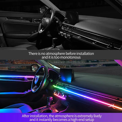 5V USB RGB Symphony Car Ambient Light 1/6/10 in 1 Interior Acrylic LED Strip Light Decoration Atmosphere Lamp By APP Control
