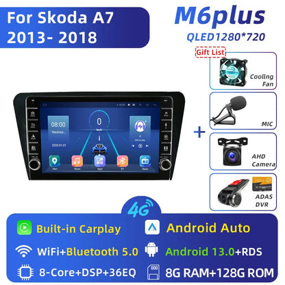 Jundof 2 Din Android 13 Car Radio For Skoda Octavia 3 A7 2013-2018 Multimedia Video Player 4G WiFi Navigation Carplay Head unit