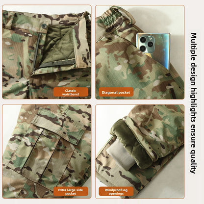 Thickened Camouflage Cotton Pants for Men Winter Waterproof Warm Cold Resistant Workwear Trousers with Multiple Pockets Outdo...