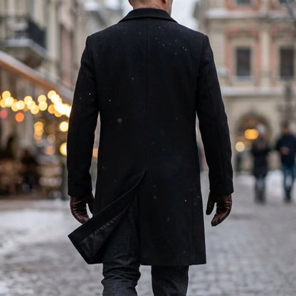 New Winter Men's Double-Breasted Trench Coat Mid-Length Knee Warm Windproof Multi-Pocket Casual Business Style Street Commuting