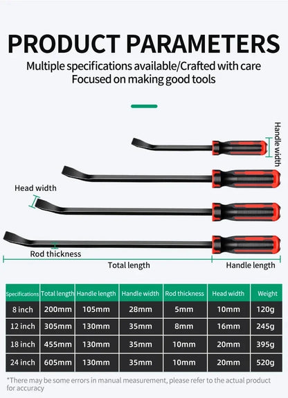 Heavy Duty Multi-Function Long Pry Bar 8/12/18/24 Inch Tire Crowbar Strike Cap Nail Puller Car Repair CV-R Removal Hand Tool