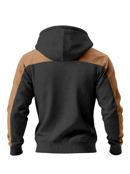2026 Spring and Autumn Men's New Muscle Jacket - Daily Casual Sports Long Sleeve Hooded Zipper Windproof and Warm Thick Coat