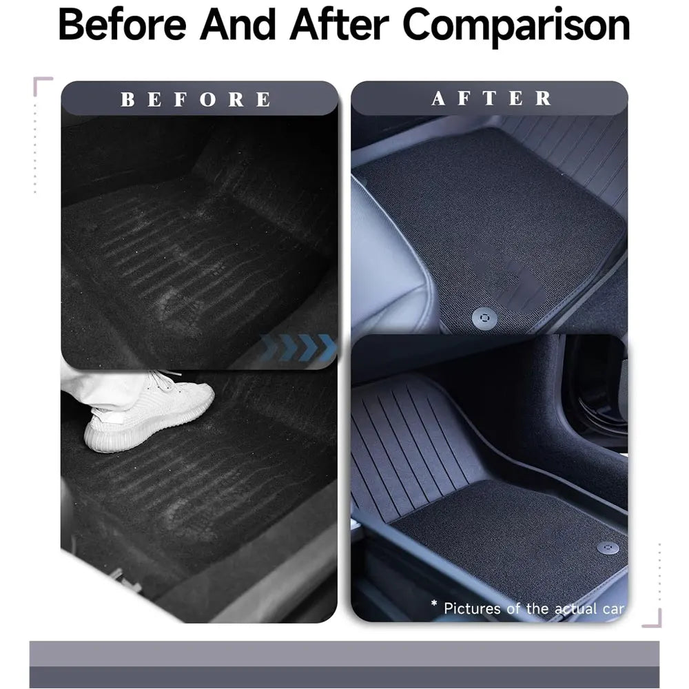 Floor Mats for Tesla Model 3 Highland Model Y Customized Double Layer Anti-Slip and All-Weather Protection - Full Set of 3