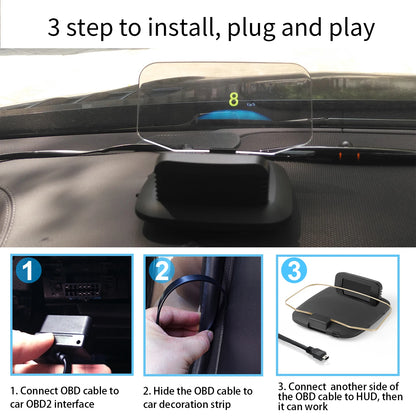 Car Navigation Projection HUD OBD2+GPS Head-Up Display Car Projector Speedometer /Water Temperature /Voltage/RPM Alarm