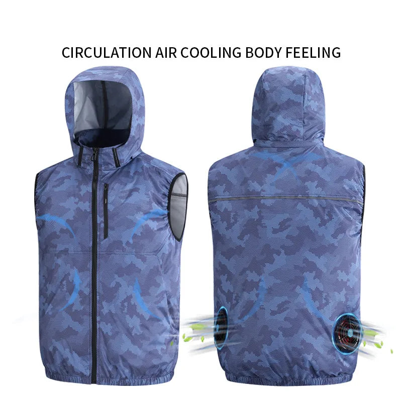New Heatstroke Prevention And Cooling Sleeveless Coat Outdoor Fishing Construction Site Work With Fan Vest(Excluding Power Bank)