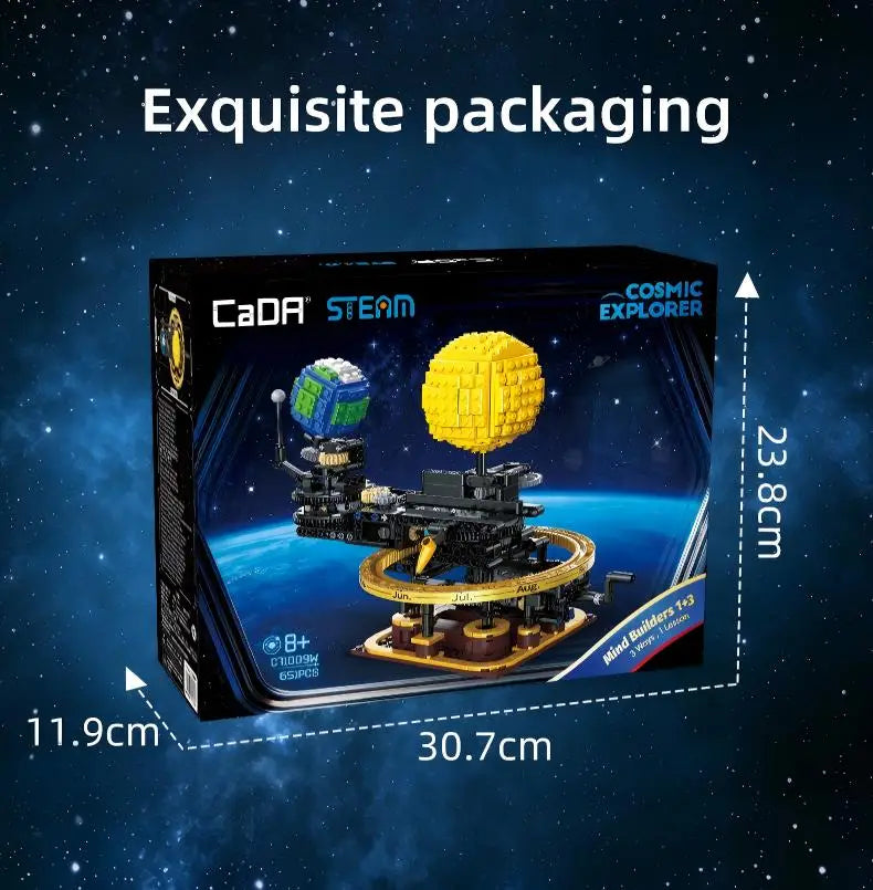 CaDA C71009W Earth Moon Sun Orrery Building Blocks Set/Astronomy Educational Toy/Rotatable Planetary Orbit Model/Kids Birthday