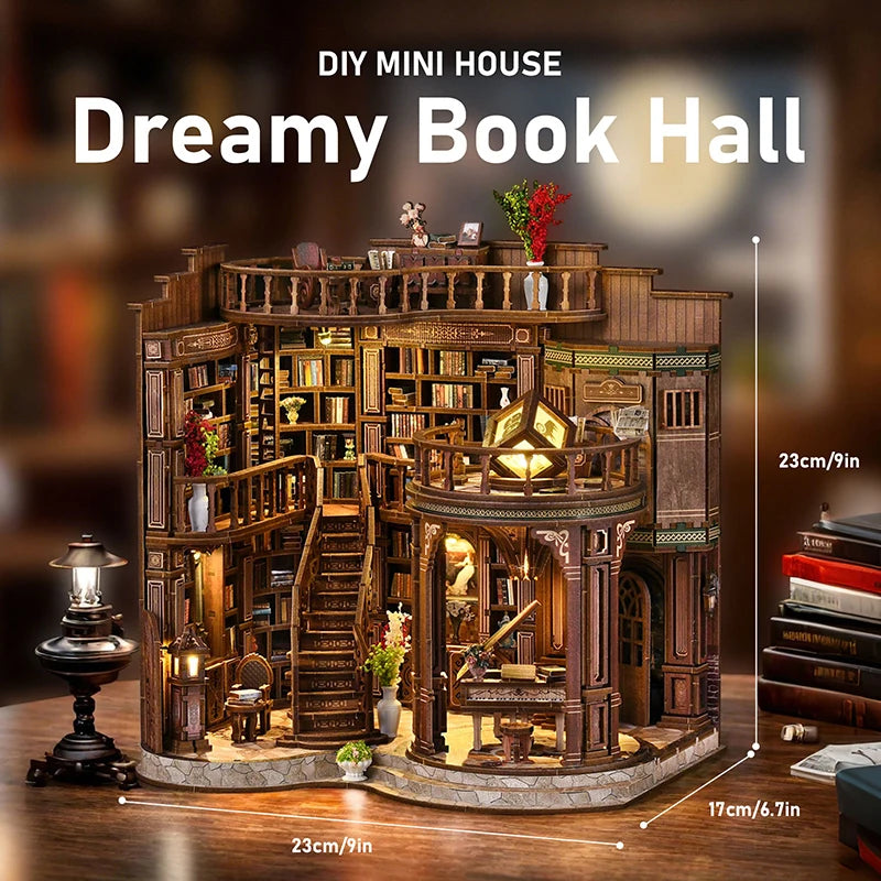 Book house assembly, architecture, book models, ornaments, miniature kits, DIY handmade toy sets, bedroom and room decorations