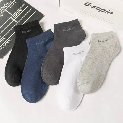 1/5/10 Pairs Men's Bamboo Fiber Ankle Socks High Quality Breathable Anti-Bacterial Casual Short Socks Size 38-45