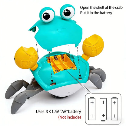 Interactive Escaping Crab Toy Induction Robot Crab Auto Obstacle Avoidance Electronic Pet with Music LED Lights Rechargeable 14+