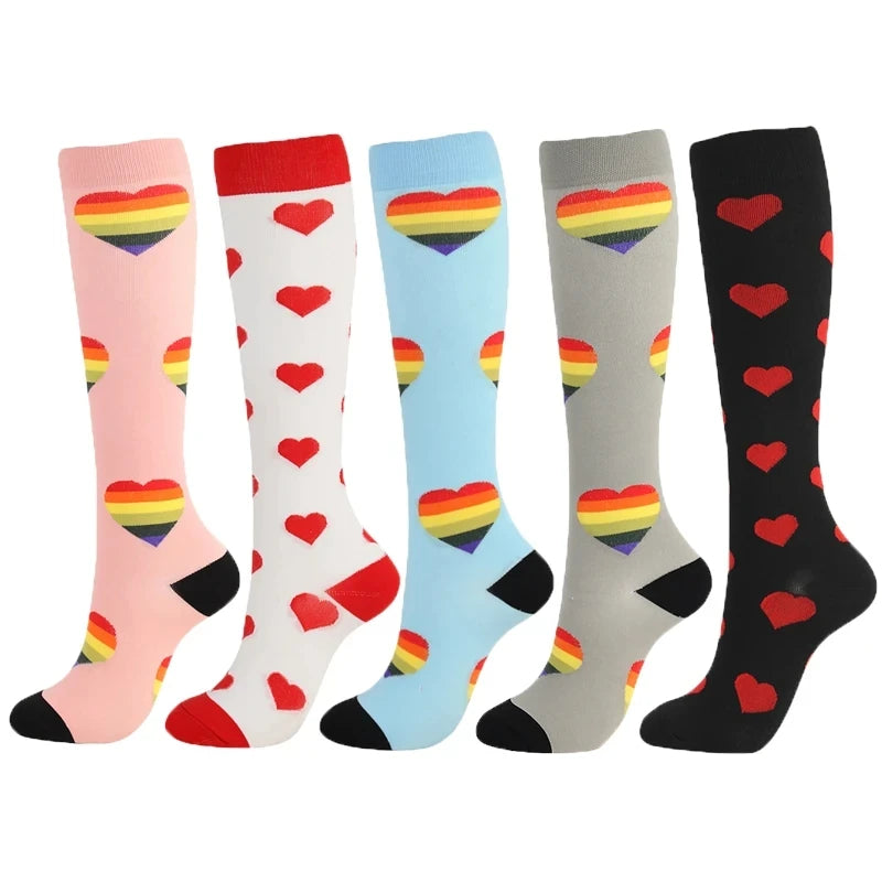 3/5/6 Pairs Compression Socks Exercise Mountaineering Running Sports Socks Elastic Medical Blood Circulation Swelling Nurse Sock