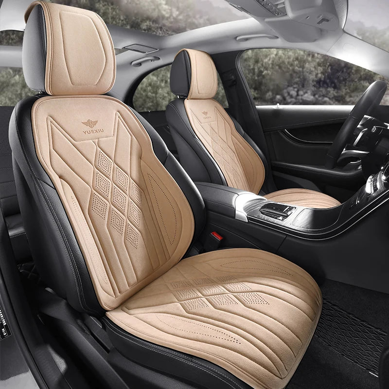 Perforated Suede Seat Cover Universal Four Seasons Cars Seats Covers Breathable Seat Non-slip Luxury Car Rams Latex Seat Cover