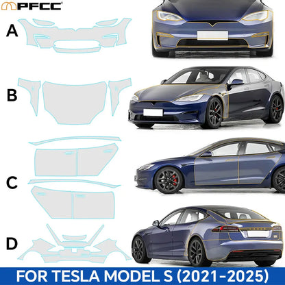 For Tesla Model S 2021-2025 TPU Car Film 9Mil Pre-Cut Paint Protection Film Full Vehicle PPF Invisible Anti-scratch Vinyl Wrap