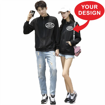 Customized LOGO Men's Thin Jacket Embroidered Printed Zipper Coat Spring and Autumn Street Stand up Collar Cardigan Hoodie