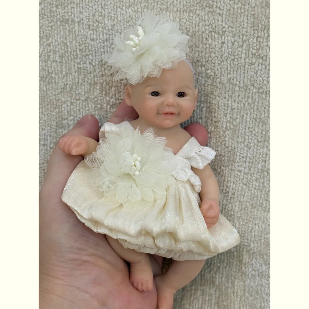 6Inch/15CM Full Body Silicone Bebe Mini Reborn Girl Doll Waterproof bebe reborn de silicona Handmade Lifelike Newborn Dolls