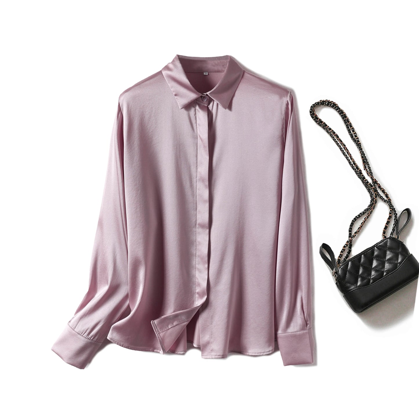 Luxury Satin silk shirt women's long sleeve 93% mulberry silk shirt commuter office lady style for Spring/Summer
