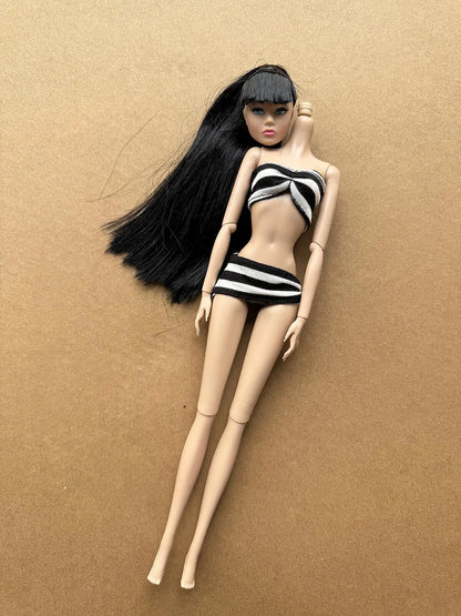 1/6 Scale Multi-jointed Fashion Doll Heads with Bangs Pony Tail Super White Beige Dark Brown Skin Tone PP Doll Figures for Colle