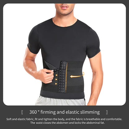 Waist Trainer Shirts for Men Abdomen Reducing Tummy Control Girdle Slimming Body Shaping Underwear Compression Tees Shapewear
