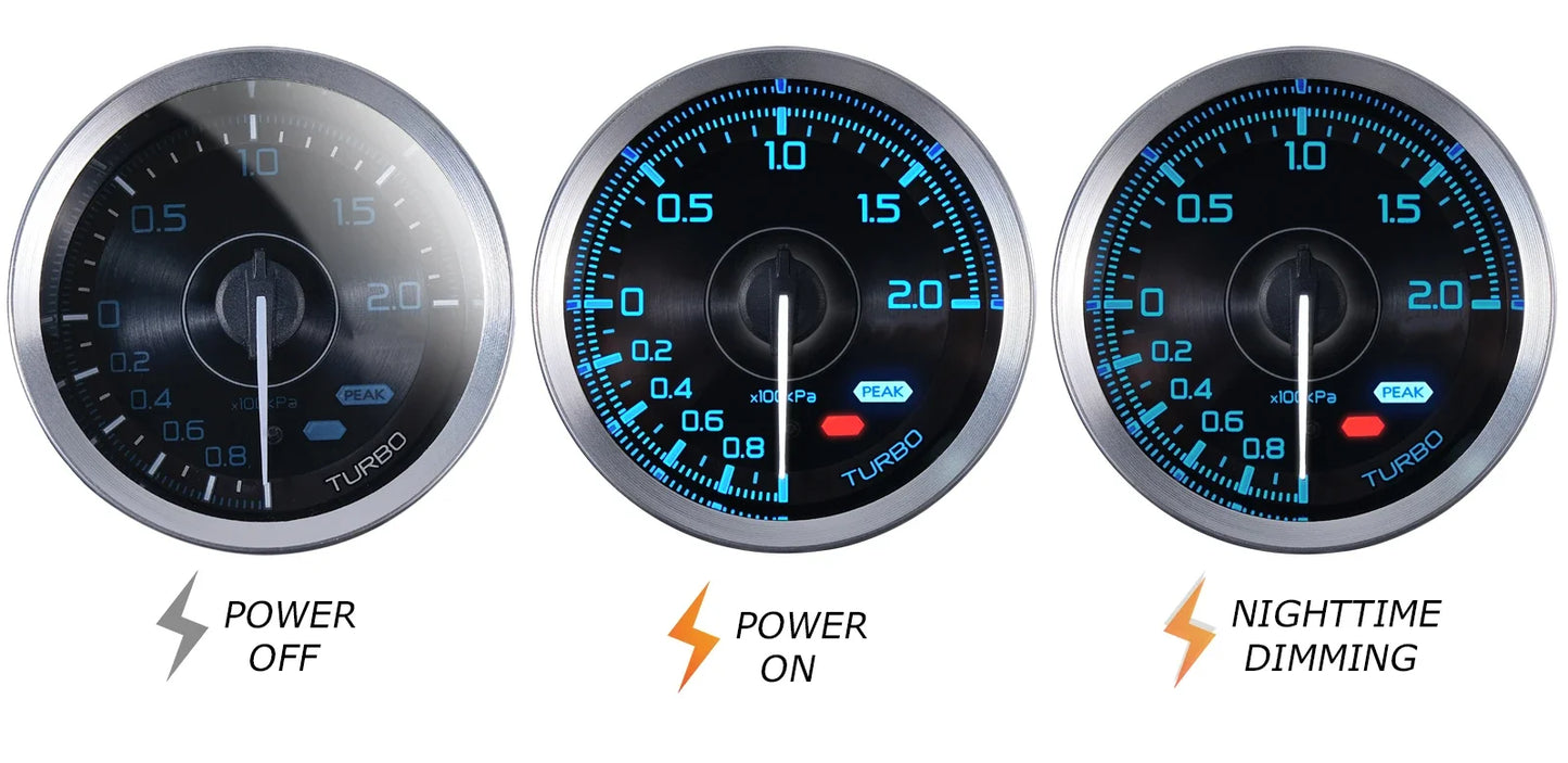 HA Accessories 60mm Auto Gauge Meter 7Color Def i Advance A1 Oil Pressure Turbo Boost EGT Exhaust Temp Tachometer Water Oil Temp