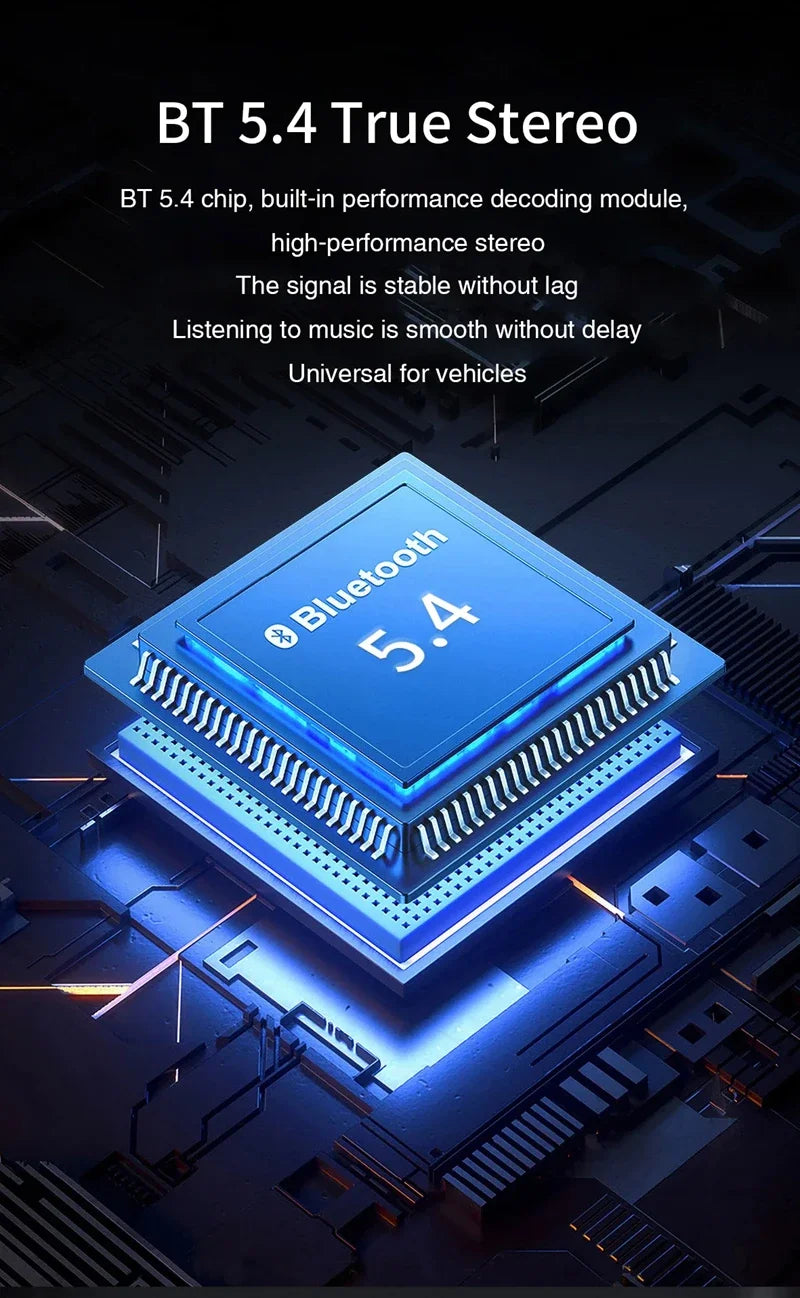 FM Transmitter Bluetooth 5.4 Hands-Free Portable Car AUX Radio Modulator MP3 Player with Fast Charging Adapter