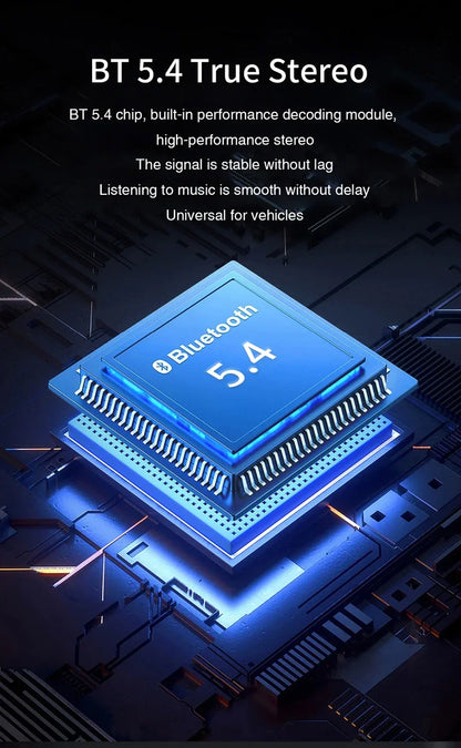 FM Transmitter Bluetooth 5.4 Hands-Free Portable Car AUX Radio Modulator MP3 Player with Fast Charging Adapter