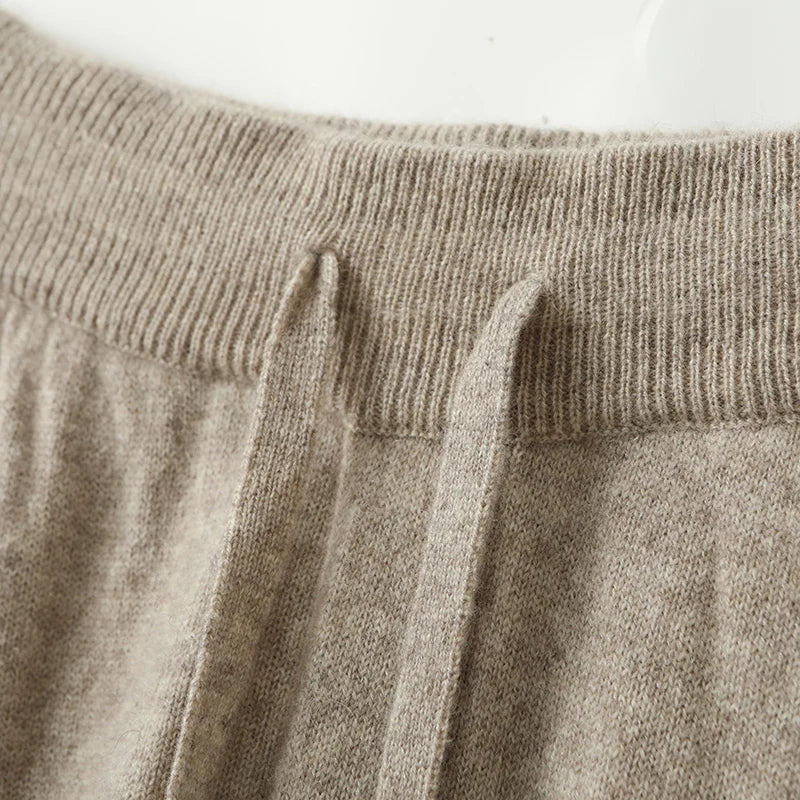100% Cashmere Pants Men's High Waist Pants 2022 Autumn and Winter New Casual Knitted Leggings Warm Fashion Loose Man Pants