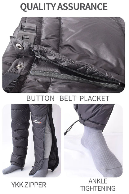 Men White Duck Down Pants Waterproof Winter Windproof Pant Man Run Sports Fitness Trousers Warm Breathable Male Pants ﻿Kamperbox