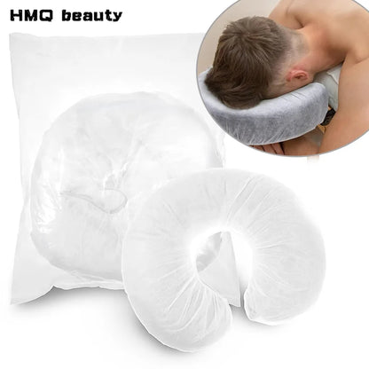 100/10pcs Non-Woven U-Shaped Headrest Pillowcase  Disposable Massage Face Rest Cradle Cover Fitted Headrest Beauty Salon Tools