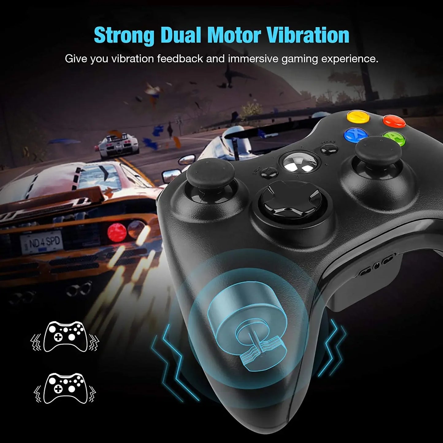Wireless Gamepad Controller 2.4GHz ,Dual-Vibration Turbo Function ,For Xbox 360/360 Slim/Pc Game Controller Joystick