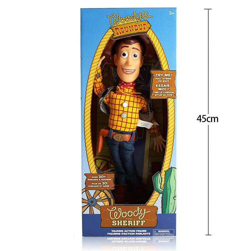 In Stock Hot 40cm Toy Story 4 Talking Woody Action Figures Movie Sound Character Doll Collection Cloth Cowboy Birthday Gifts