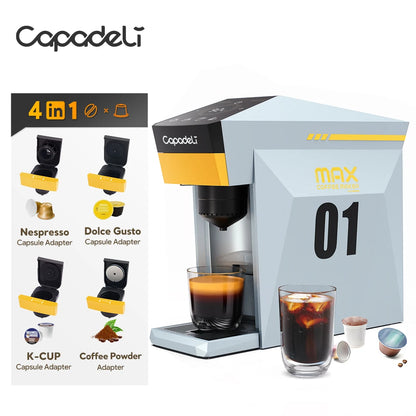 Max Capsule Coffee Machine Electric Automatic Espresso Maker Compatible with Nes*/DG/Ground Coffee/K cup Capsule Pods