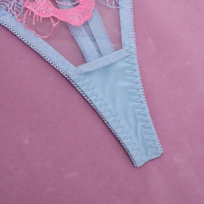 Tornova Sexy Embroidery Lingerie Suit for Women Mesh Patchwork Embroidery Women's Underwear Suit Sexy Garters Mesh Underwear Set