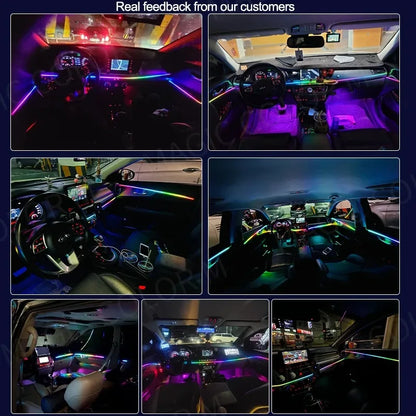 6/14/18 in 1 Led Acrylic Car Ambient Light RGB 64 213 Color Symphony Acrylic APP Streamer Rainbow Atmosphere Lamp Kit Dual Zone