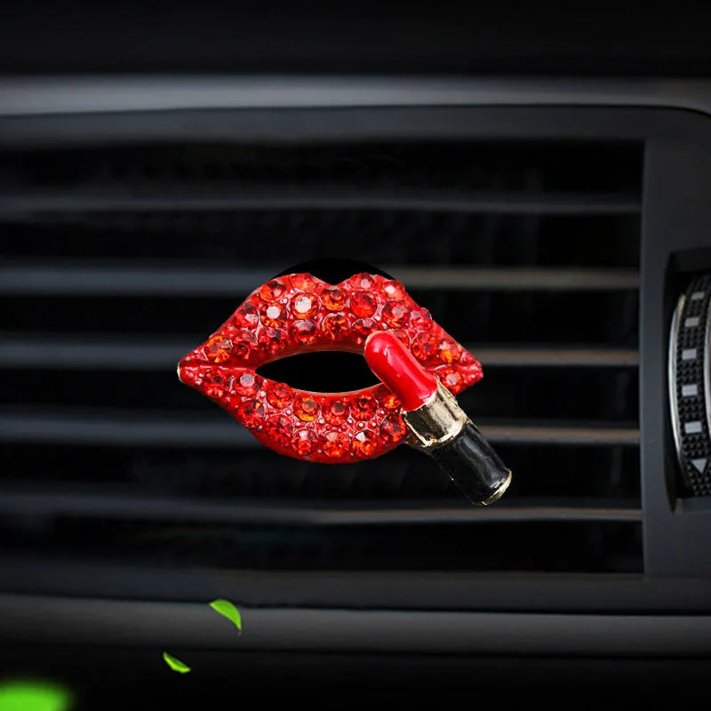 Car Perfume Clip Creative Diamond  Female Lipstick Heart Fragrance Car Air Outlet Freshener Vent Clip Air Freshener