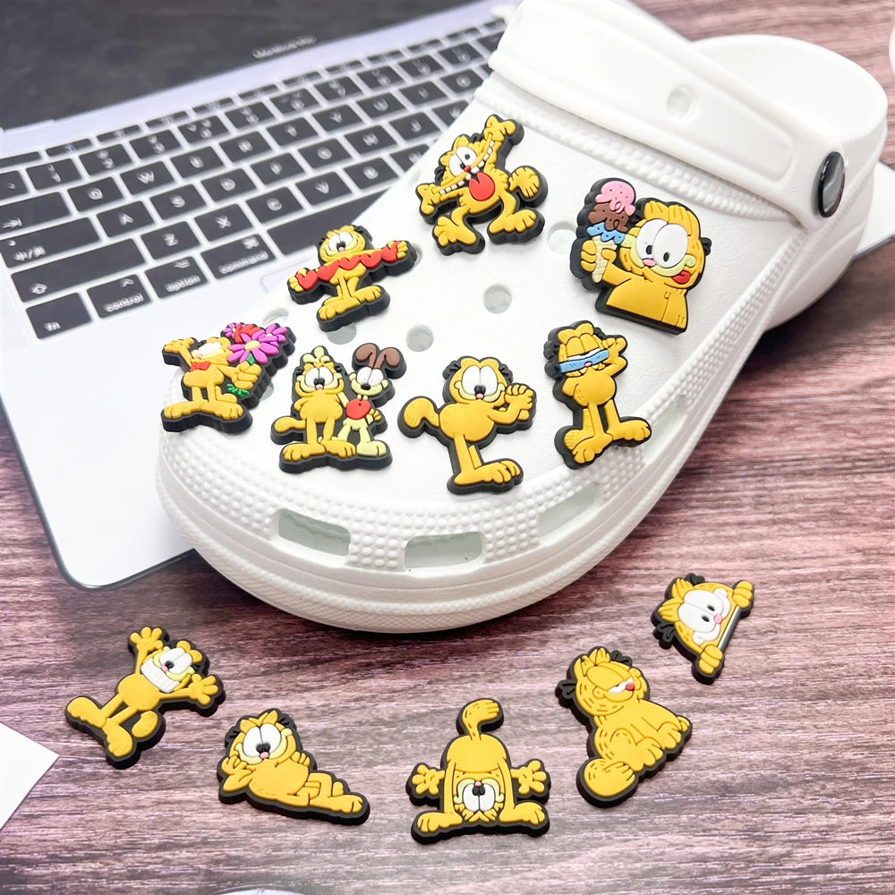 12-100pcs Potdemiel Cat Shoes Charms DIY Shoe Decoration Accessories Bubble Slides Clog Sandals Shoe Buckle Kids Party Gift